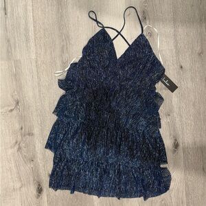 Lulu’s blue Shimmer Ruffle Dress